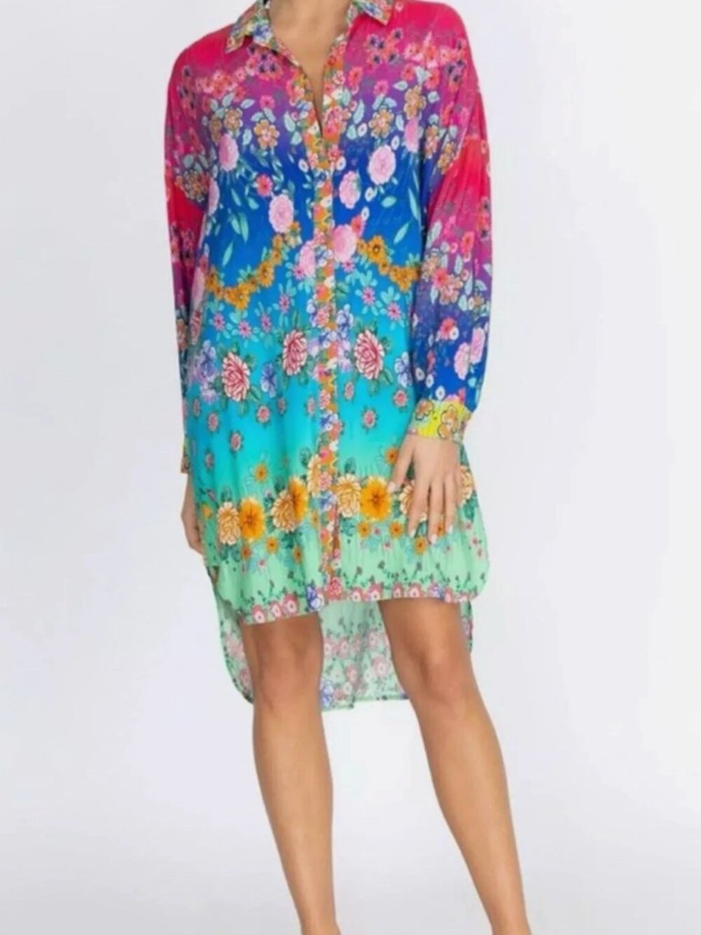Johnny Was Rainbow Midi Shirt Dress S - Brand New- $230 MSRP
